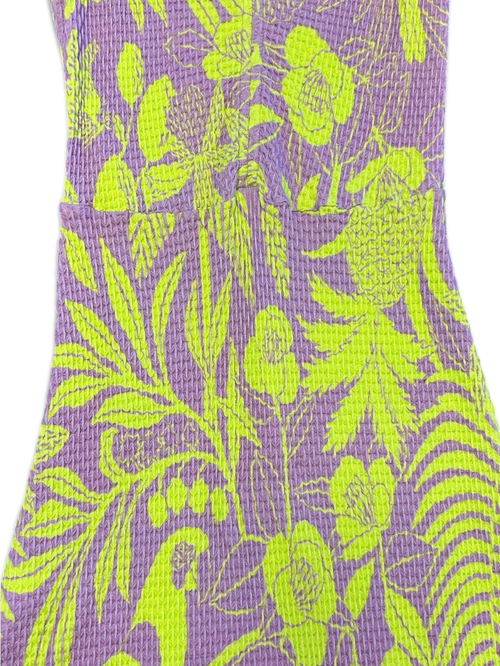 FARM Rio Women’s Neon Yellow & Lavender Floral Knit Dress - Picture 8 of 8